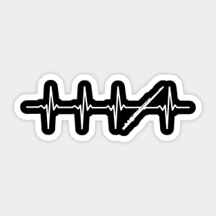 Transverse Flute Heartbeat Gift For Flutists Sticker